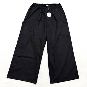 VRG GRL US sz 8 L UK 12 Pants Wide Cotton 3 Side Patch Cargo Pockets Black